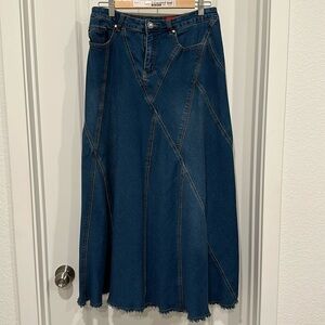 Ladies denim maxi skirt